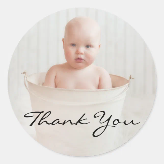 Adorable Rustic Baby Shower Thank You Classic Round Sticker | Zazzle