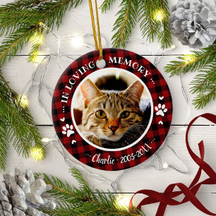 Adorable Rustic Cat Pet Memorial Custom Photo Ceramic Ornament