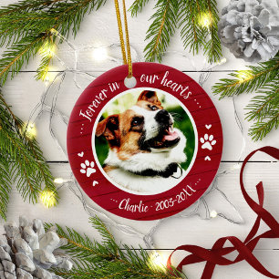 Adorable Rustic Dog Pet Memorial Custom Photo Ceramic Ornament