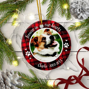Adorable Rustic Dog Pet Memorial Custom Photo Ceramic Ornament