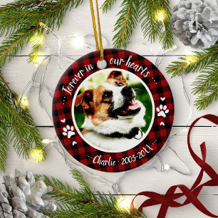 Adorable Rustic Dog Pet Memorial Custom Photo Ceramic Ornament