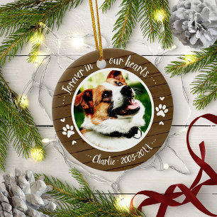 Adorable Rustic Dog Pet Memorial Custom Photo Ceramic Ornament