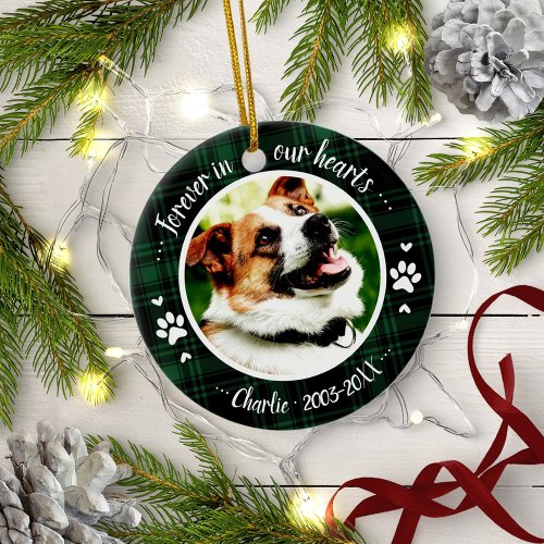 Adorable Rustic Dog Pet Memorial Custom Photo Ceramic Ornament
