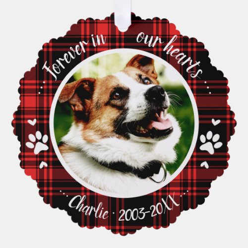 Adorable Rustic Dog Pet Memorial Custom Photo Ornament Card