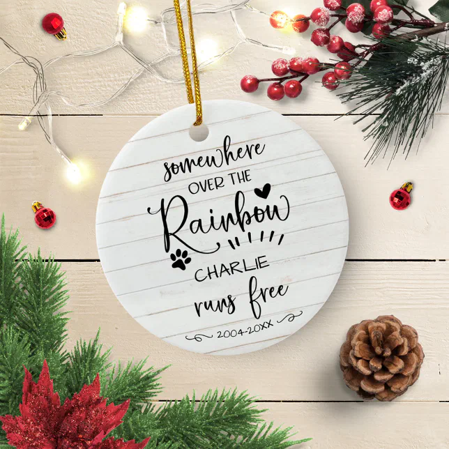 Adorable Rustic Farmhouse Dog or Cat Pet Memorial Ceramic Ornament | Zazzle