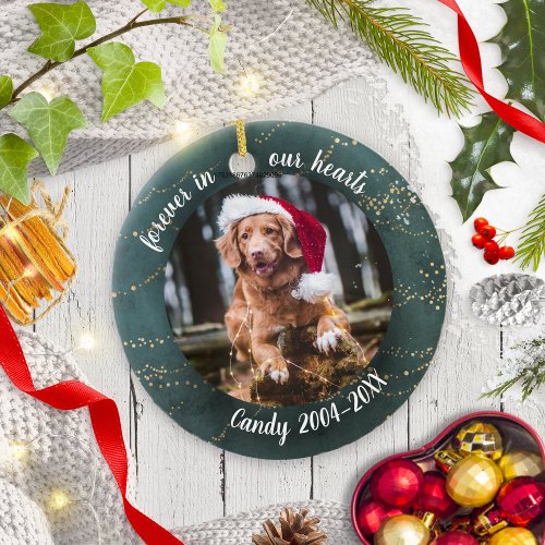 Adorable Rustic Pet Memorial Custom Photo Ceramic  Ceramic Ornament