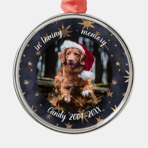 Adorable Rustic Pet Memorial Custom Photo Ceramic  Metal Ornament