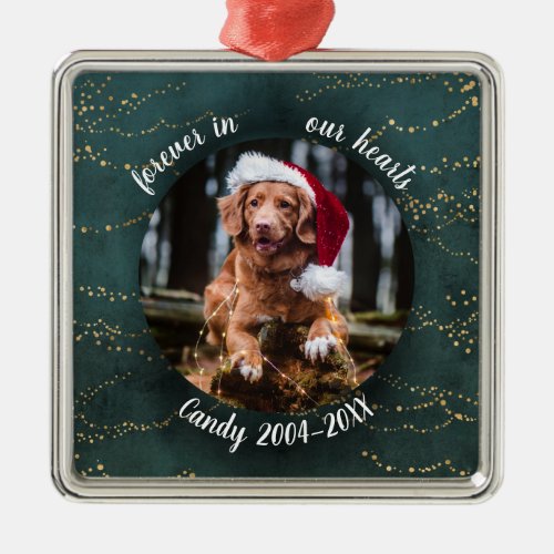 Adorable Rustic Pet Memorial Custom Photo Ceramic  Metal Ornament