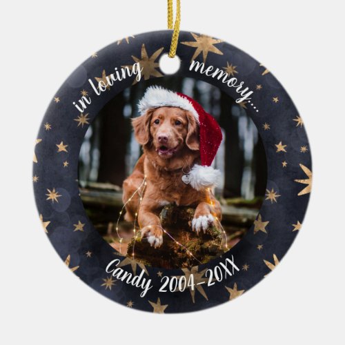 Adorable Rustic Pet Memorial Custom Photo Ceramic Ornament