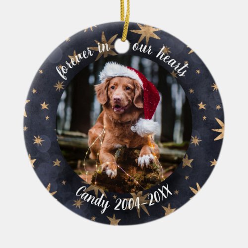 Adorable Rustic Pet Memorial Custom Photo Ceramic Ornament