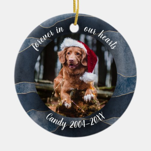 Adorable Rustic Pet Memorial Custom Photo Ceramic Ornament