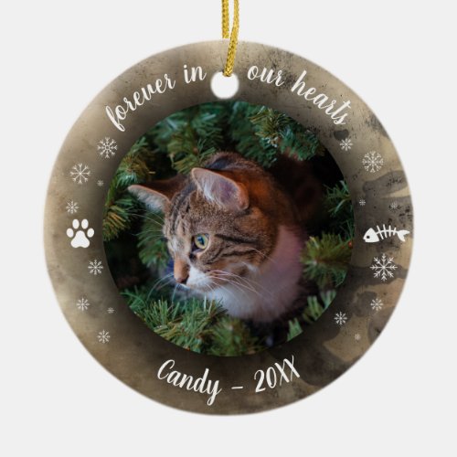 Adorable Rustic Pet Memorial Custom Photo  Ceramic Ornament