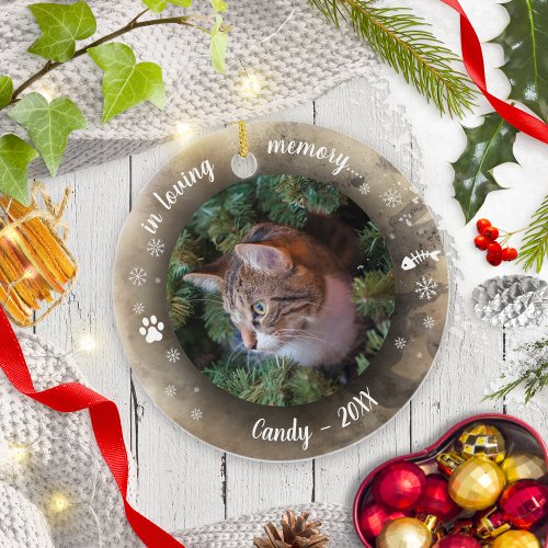 Adorable Rustic Pet Memorial Custom Photo  Ceramic Ornament