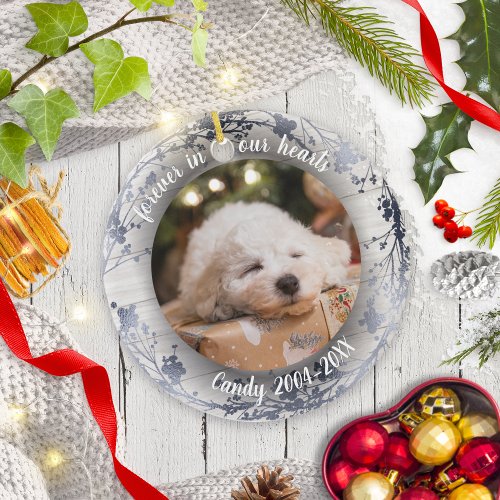 Adorable Rustic Pet Memorial Custom Photo Ceramic Ornament