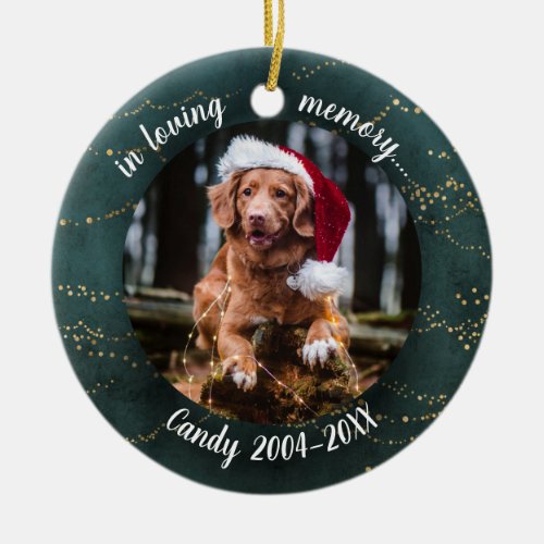 Adorable Rustic Pet Memorial Custom Photo Ceramic Ornament