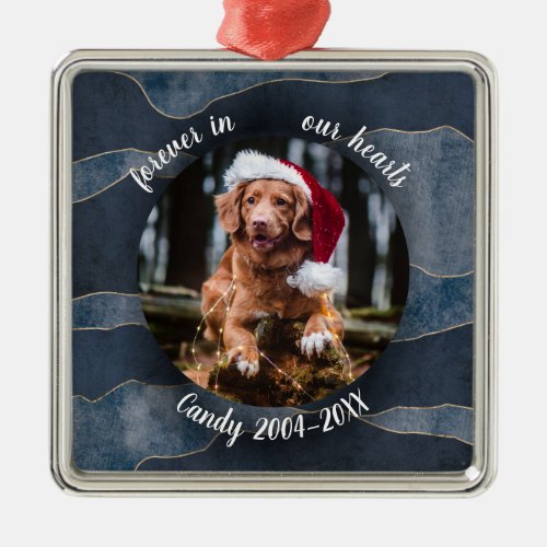 Adorable Rustic Pet Memorial Custom Photo Mountain Metal Ornament