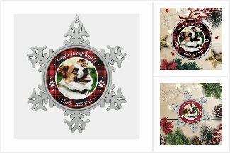 Adorable Rustic Pet Memorial Photo Ornaments