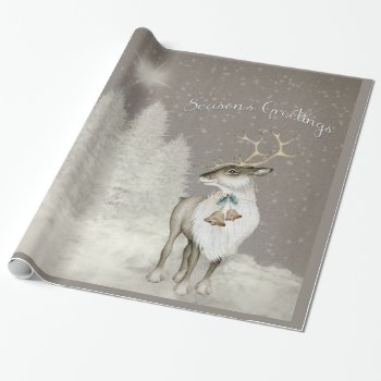 Adorable Rustic Reindeer In Winter Wrapping Paper by Vanillaextinctions at Zazzle