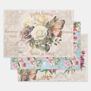 Adorable rustic vintage french Jardin fleuriste Wrapping Paper Sheets
