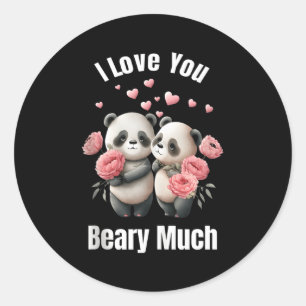 Adorable 'S Day Panda I Love You Beary Much Classic Round Sticker