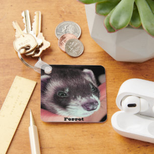 Adorable Sable Ferret Photo Keychain
