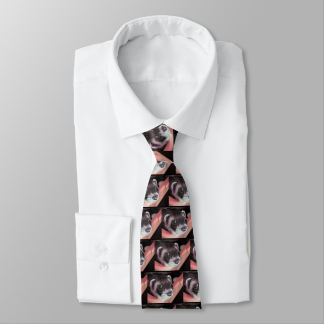 Adorable Sable Ferret Photo Neck Tie (Tied)