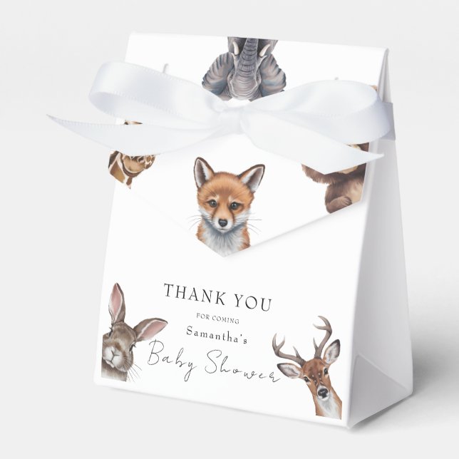 Adorable safari animals baby shower  favor boxes (Front Side)