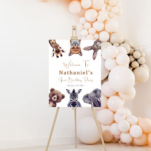 Adorable Safari Animals Birthday welcome sign