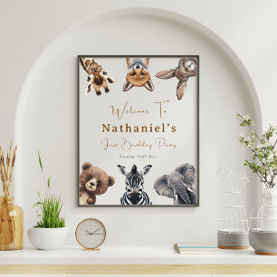 Adorable Safari Animals Birthday welcome sign