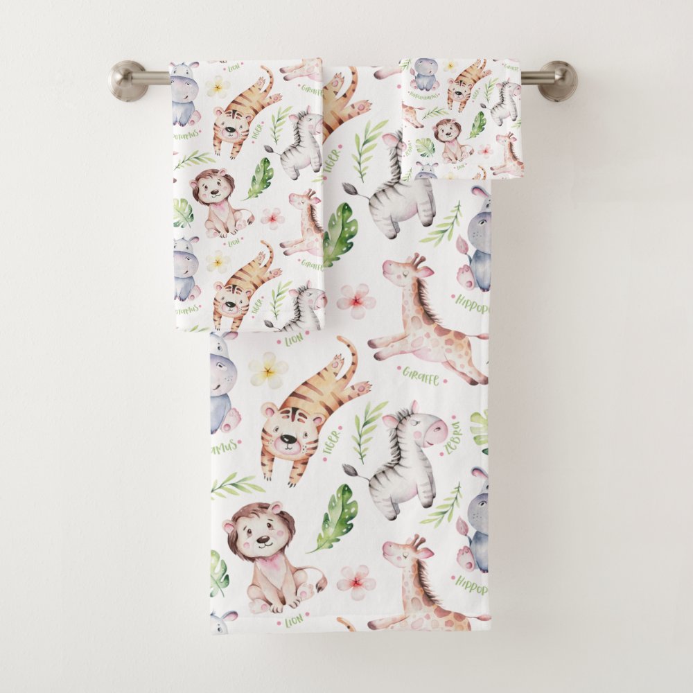 Adorable Safari Animals Kids Bath Towel Set sold by Splat Adrea | SKU ...