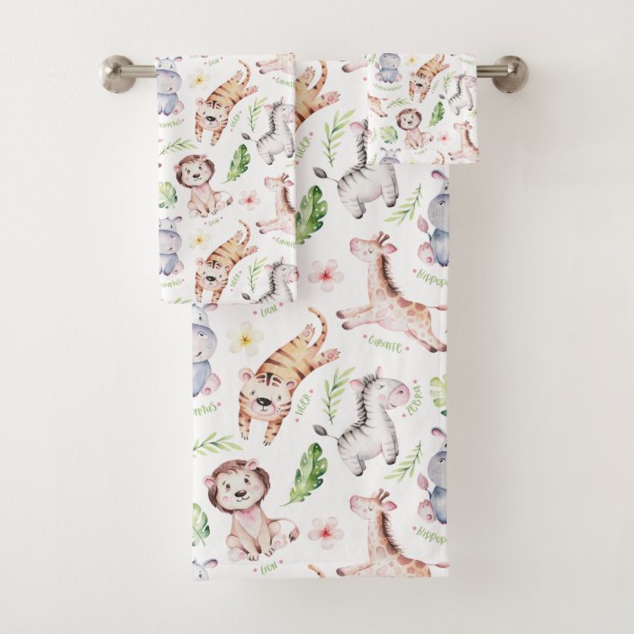Adorable Safari Animals Kids Bath Towel Set