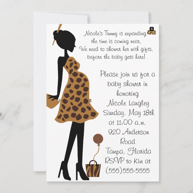 Adorable Safari Mom to be Baby Shower Invitation (Front)