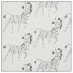 Adorable safari pattern zebra wildlife white grey  fabric