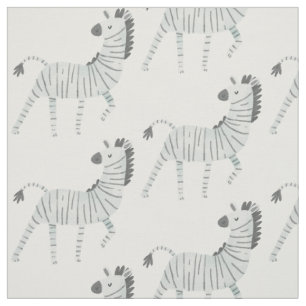 Adorable safari pattern zebra wildlife white grey  fabric