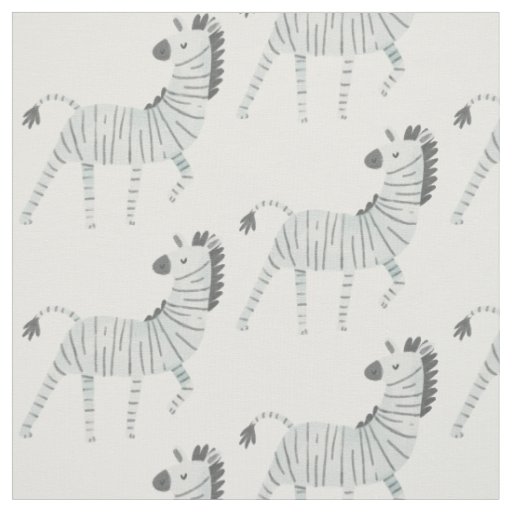 Adorable safari pattern zebra wildlife white grey  fabric