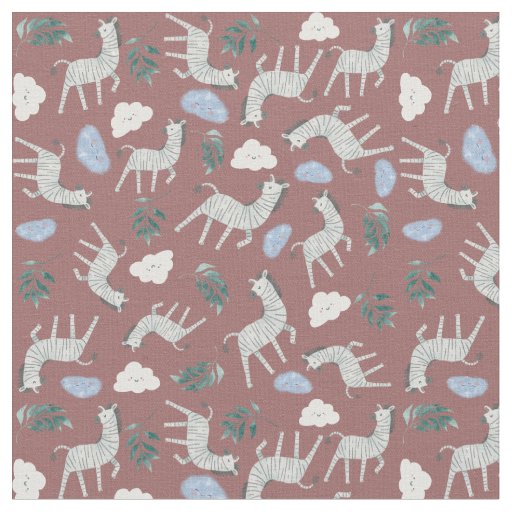 Adorable safari zebra animals jungle material pink fabric