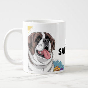 "Adorable Saint Bernard with Sunflowers Giant Coffee Mug