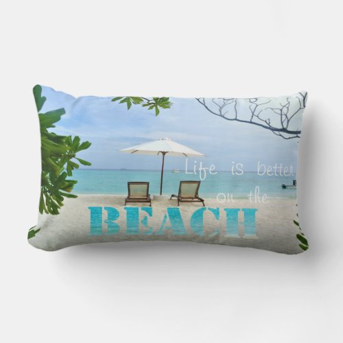 Adorable Sand Ocean  Beach Chairs Lumbar Pillow