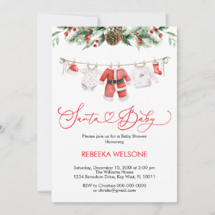 Adorable santa baby christmas baby shower invitation