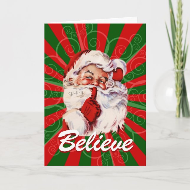 Adorable Santa Believe Christmas Card (Front)