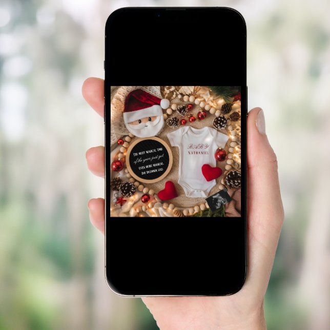 Adorable Santa Christmas Pregnancy Announcement (Front Digital)