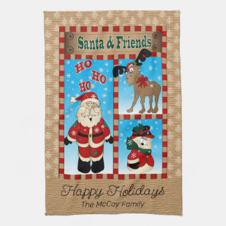 Adorable Santa Claus and Friends  Kitchen Towel