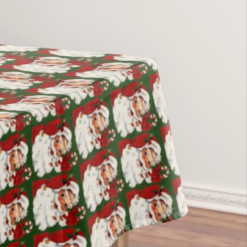 Adorable Santa Claus Candy Cane Christmas Tablecloth