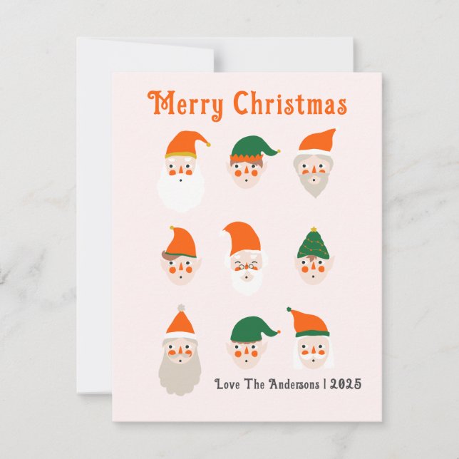 Adorable Santa Claus Pattern  Holiday Card (Front)