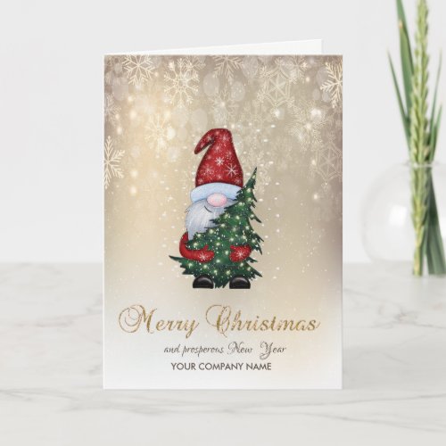 Adorable Santa Claus Pine Tree Snowflakes Holiday Card