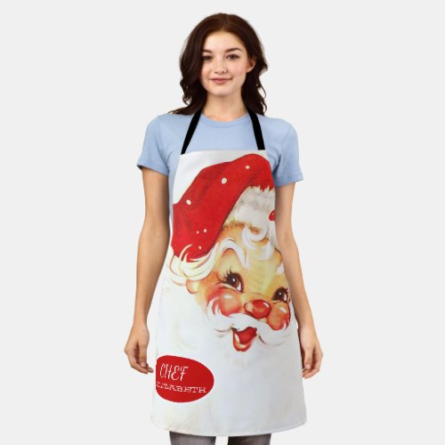 Adorable Santa Claus Red Holiday Apron