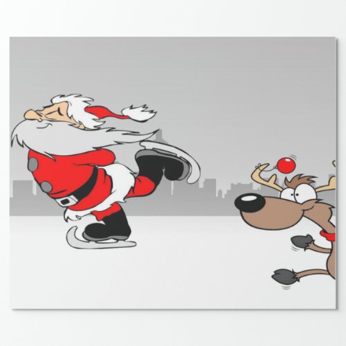 Adorable Santa ClausReindeer Wrapping Paper