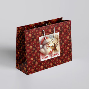 Adorable Santa Claus Rudolph Holiday Gift Bag