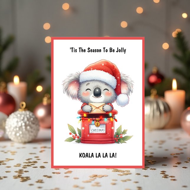Adorable Santa Koala La La La - Aussie Christmas Holiday Card (Adorable Santa Koala La La La - Aussie Christmas Holiday Card)