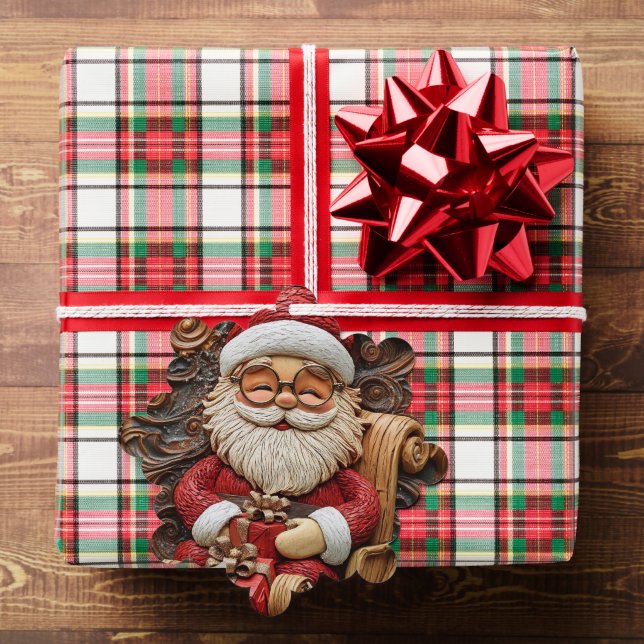 Adorable Santa Riding in Sled  Ornament Card (Insitu (Gift))